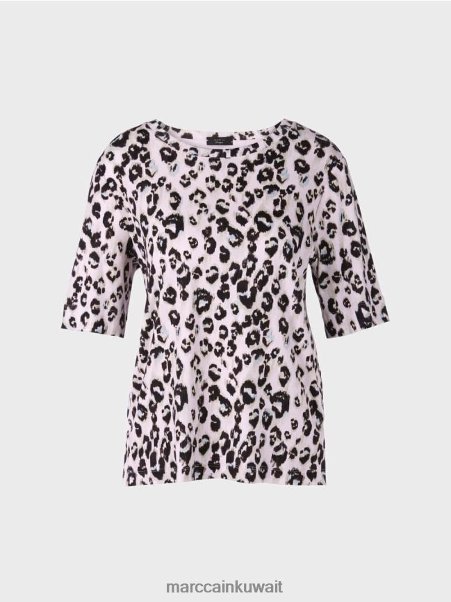 Marc Cain تي شيرت بطبعة الفهد LVN0D61410 ملابس الخزامى الخفيف