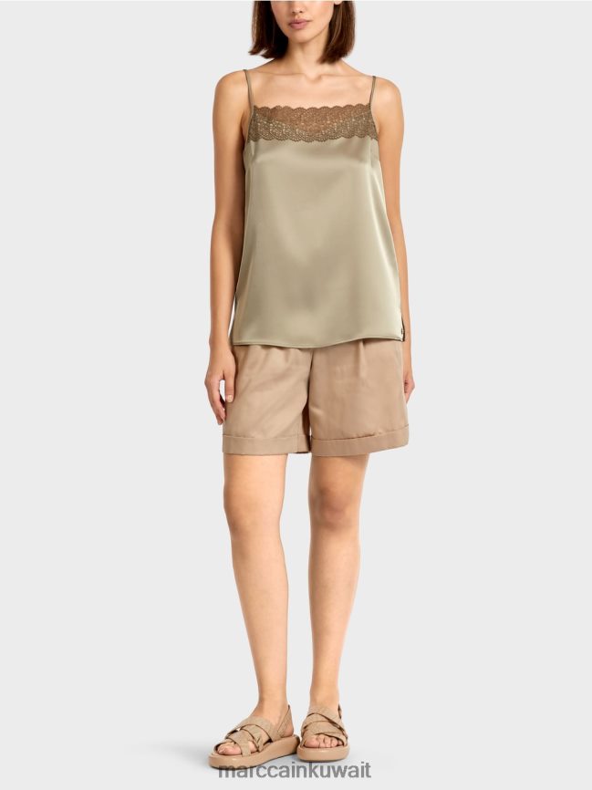 Marc Cain أعلى مع ديكولتيه الدانتيل LVN0D61411 ملابس رمادي داكن ناعم