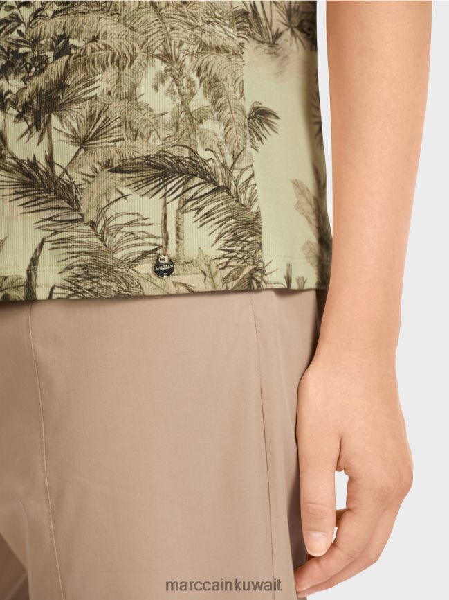 Marc Cain تي شيرت بنقش النخيل LVN0D61417 ملابس نفس ناعم