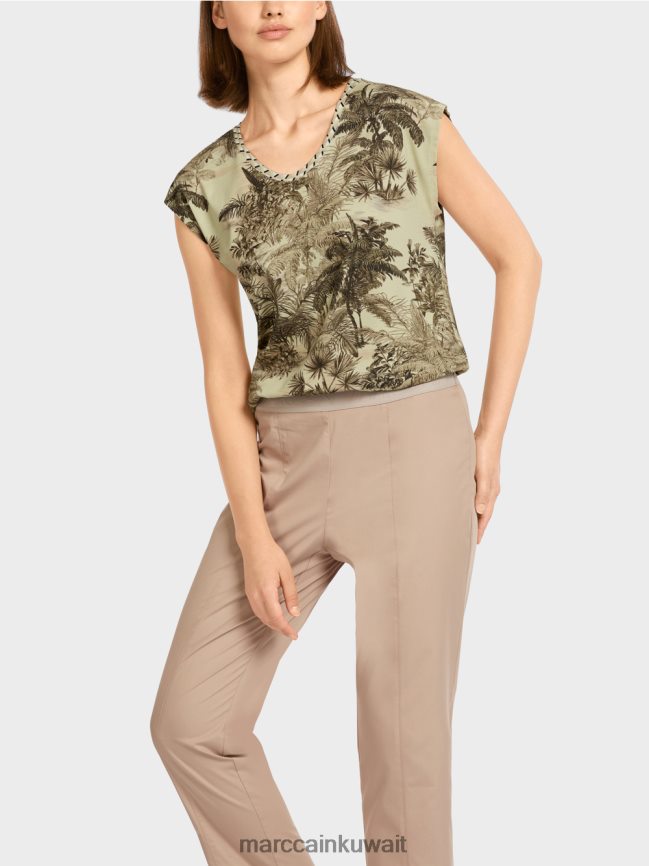 Marc Cain تي شيرت بنقش النخيل LVN0D61417 ملابس نفس ناعم
