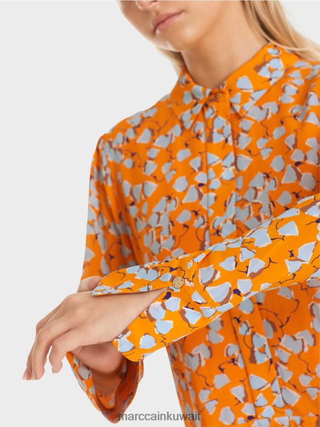 Marc Cain فستان قميص مع الانتفاضات LVN0D6141 ملابس برتقالي واضح