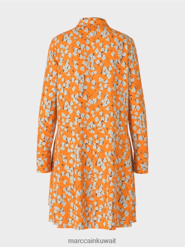 Marc Cain فستان قميص مع الانتفاضات LVN0D6141 ملابس برتقالي واضح