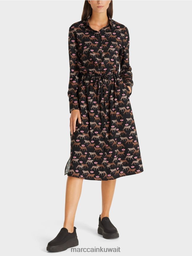 Marc Cain اللباس مع الفهود LVN0D6142 ملابس أسود