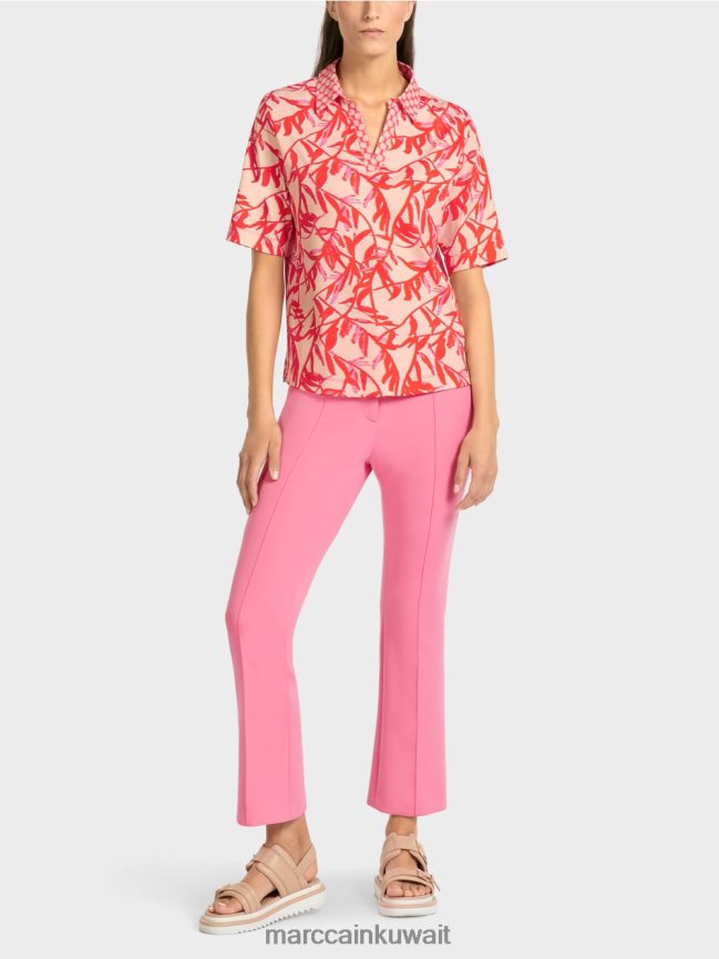 Marc Cain قميص بولو مع مزيج من الأنماط LVN0D61421 ملابس تان مشرق