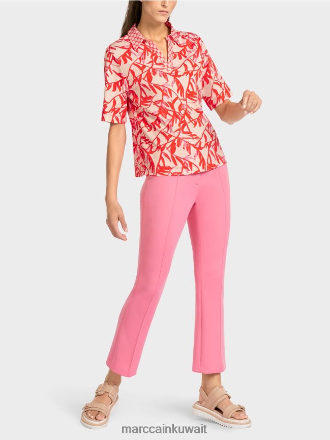 Marc Cain قميص بولو مع مزيج من الأنماط LVN0D61421 ملابس تان مشرق