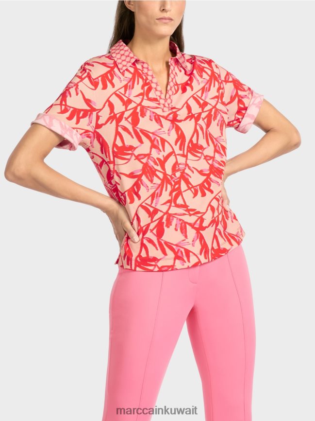 Marc Cain قميص بولو مع مزيج من الأنماط LVN0D61421 ملابس تان مشرق