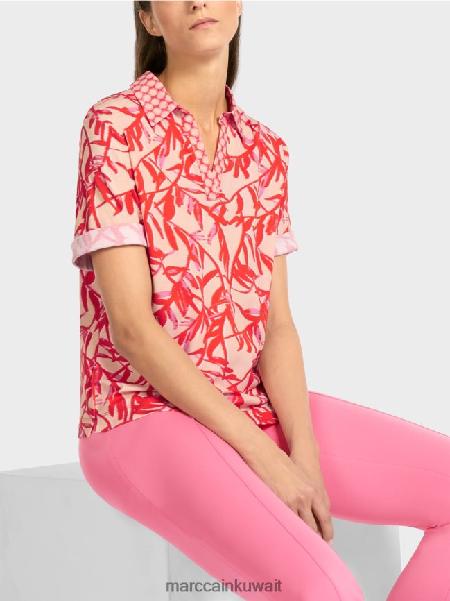 Marc Cain قميص بولو مع مزيج من الأنماط LVN0D61421 ملابس تان مشرق