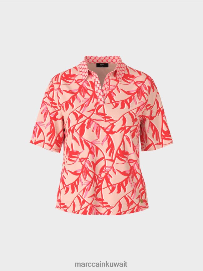 Marc Cain قميص بولو مع مزيج من الأنماط LVN0D61421 ملابس تان مشرق