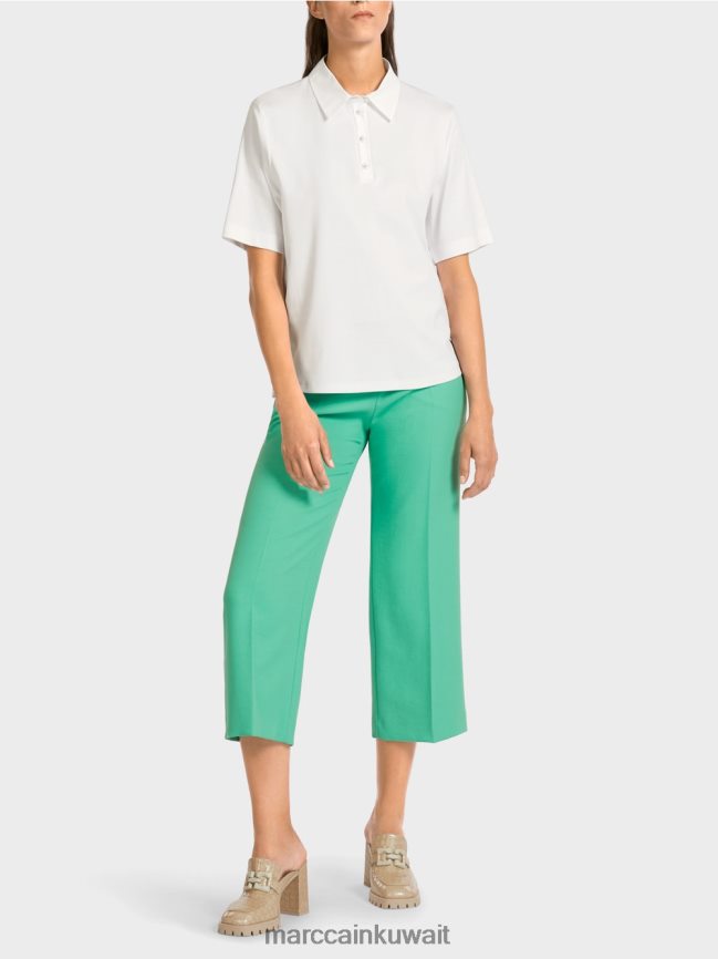 Marc Cain قميص بولو بتفاصيل أنثوية LVN0D61422 ملابس أبيض