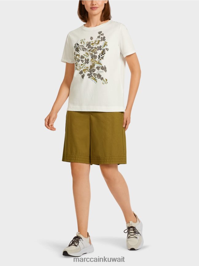 Marc Cain أعلى "إعادة التفكير معًا". LVN0D61426 ملابس أبيض مصفر