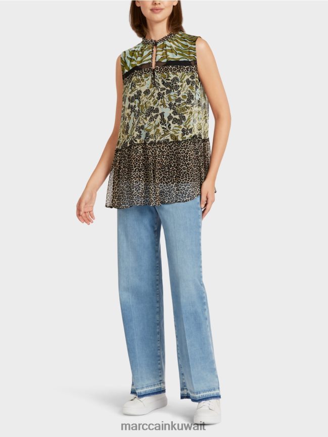 Marc Cain طبقة علوية طويلة بدون أكمام LVN0D61429 ملابس كوة ناعمة