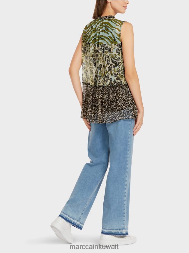 Marc Cain طبقة علوية طويلة بدون أكمام LVN0D61429 ملابس كوة ناعمة