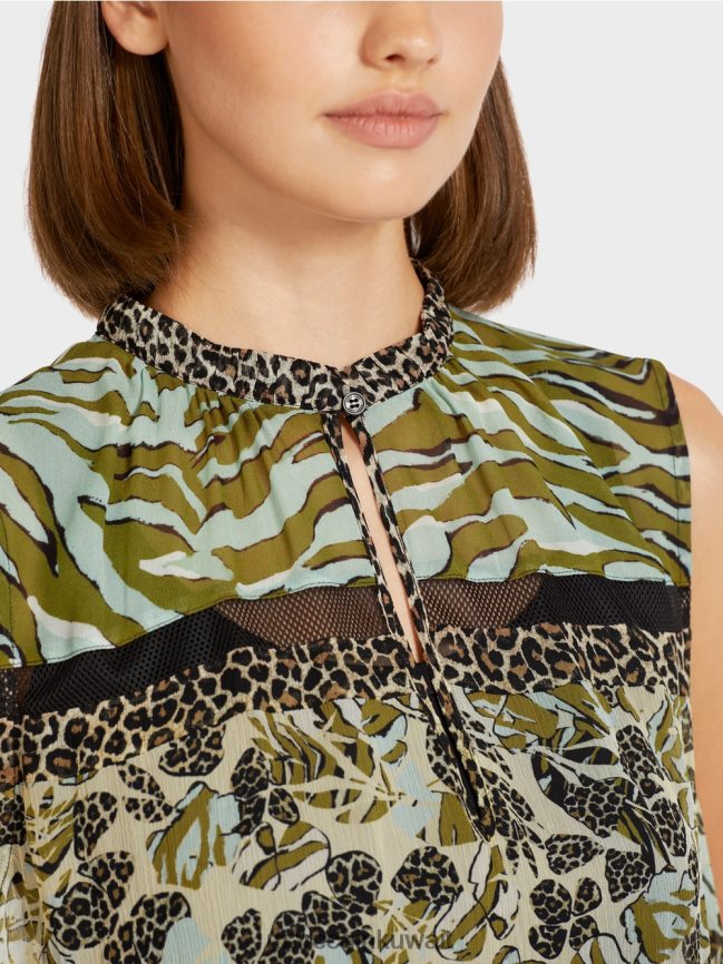 Marc Cain طبقة علوية طويلة بدون أكمام LVN0D61429 ملابس كوة ناعمة