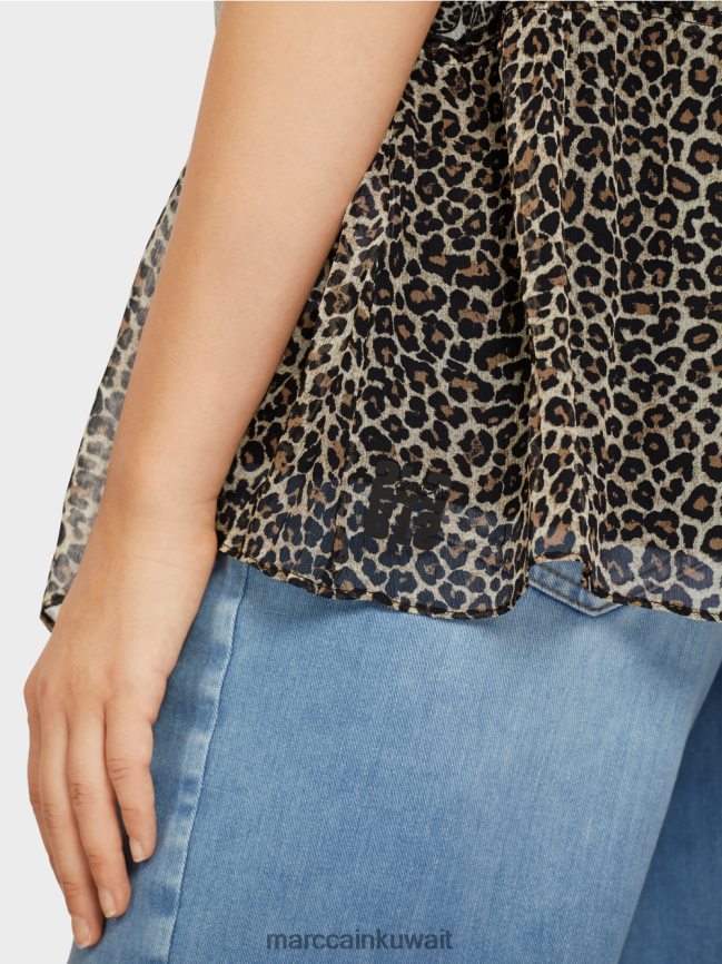 Marc Cain طبقة علوية طويلة بدون أكمام LVN0D61429 ملابس كوة ناعمة