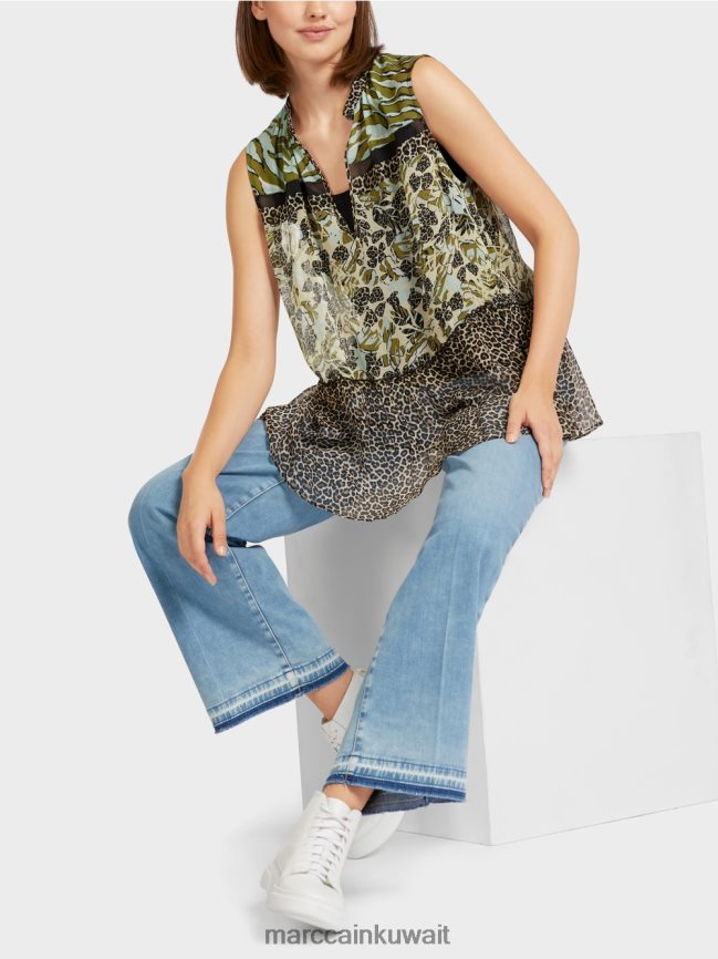 Marc Cain طبقة علوية طويلة بدون أكمام LVN0D61429 ملابس كوة ناعمة