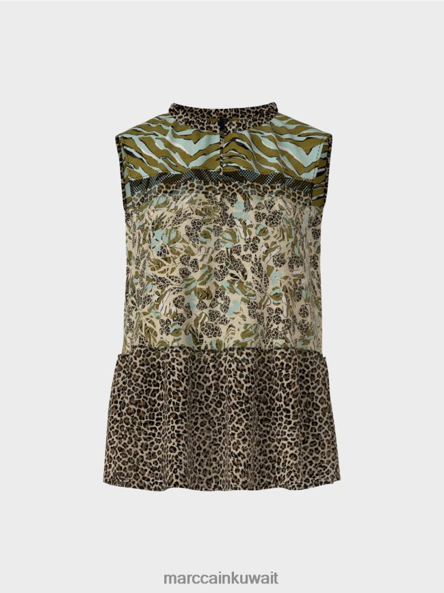 Marc Cain طبقة علوية طويلة بدون أكمام LVN0D61429 ملابس كوة ناعمة