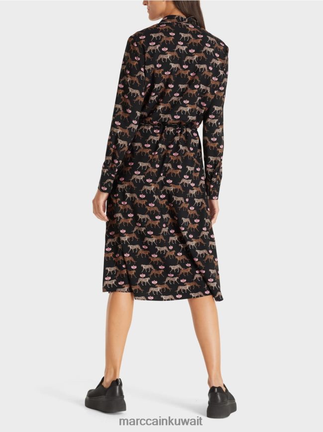 Marc Cain اللباس مع الفهود LVN0D6142 ملابس أسود