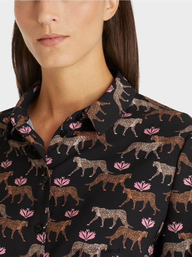 Marc Cain اللباس مع الفهود LVN0D6142 ملابس أسود