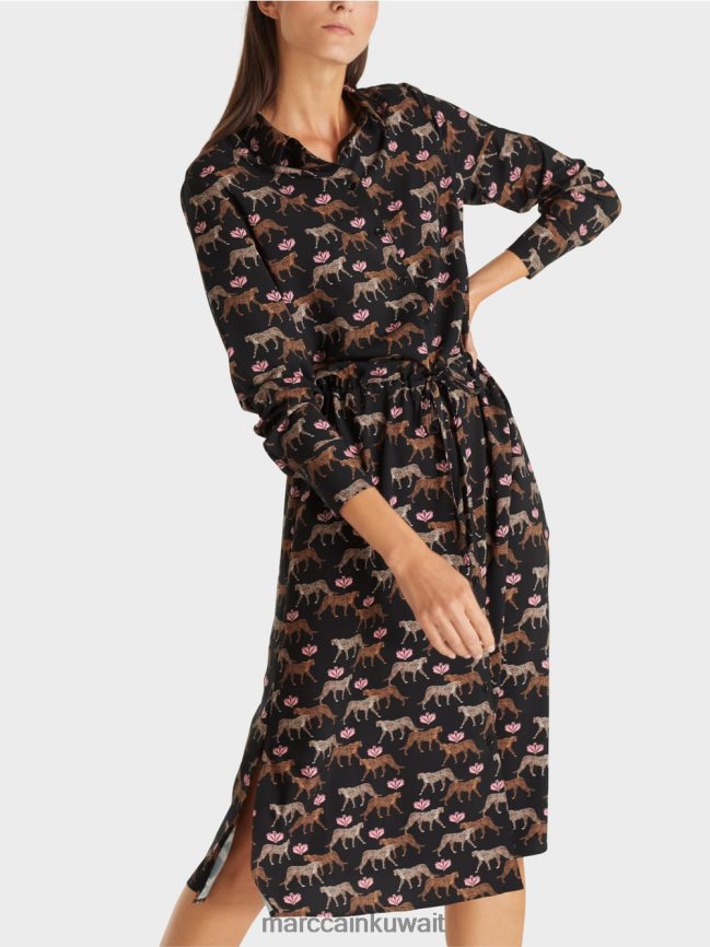 Marc Cain اللباس مع الفهود LVN0D6142 ملابس أسود