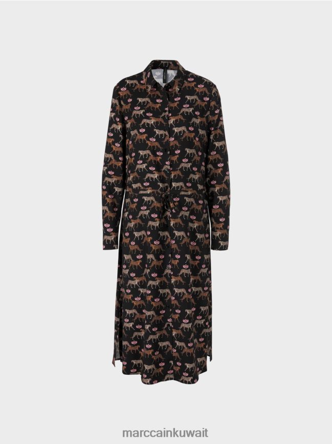 Marc Cain اللباس مع الفهود LVN0D6142 ملابس أسود