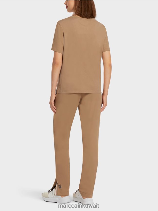 Marc Cain تي شيرت بطبعة الفهد والحروف LVN0D61433 ملابس قهوة خفيفة