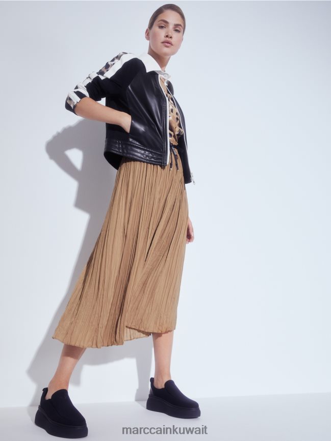 Marc Cain تي شيرت بطبعة الفهد والحروف LVN0D61433 ملابس قهوة خفيفة