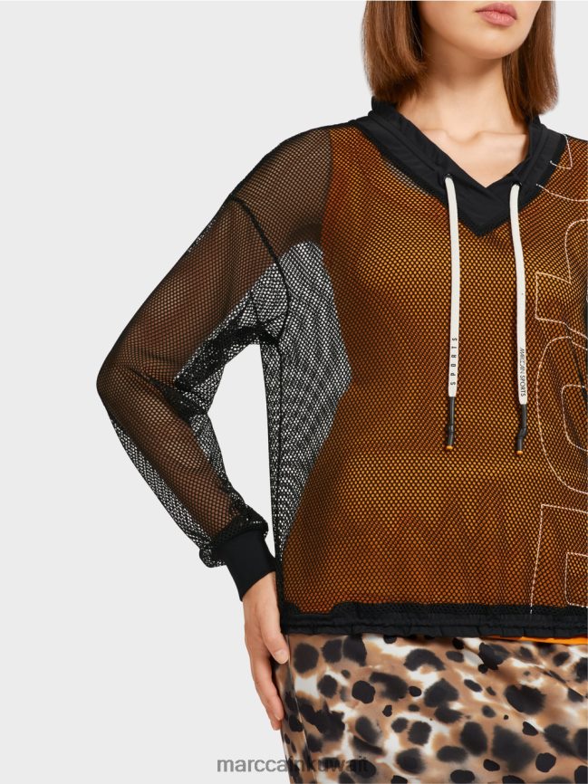 Marc Cain قميص شبكي شفاف LVN0D61435 ملابس أسود