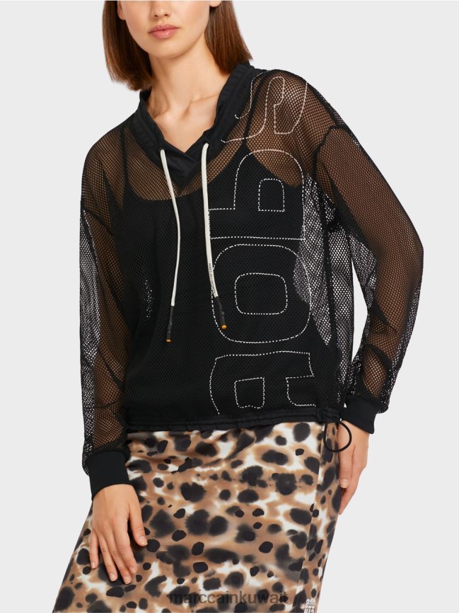 Marc Cain قميص شبكي شفاف LVN0D61435 ملابس أسود