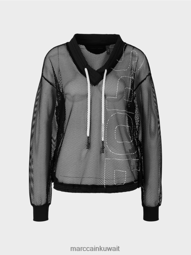 Marc Cain قميص شبكي شفاف LVN0D61435 ملابس أسود