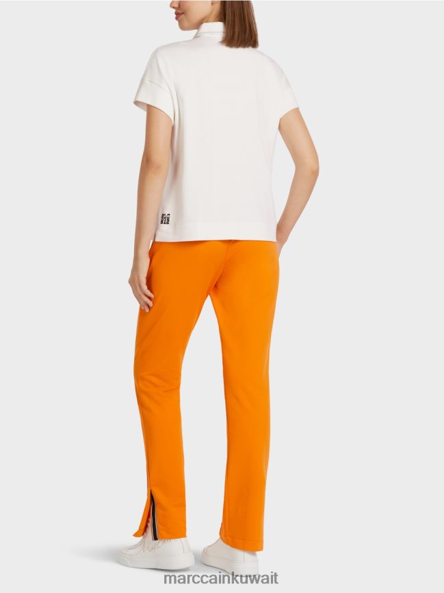 Marc Cain قميص بولو مع طباعة الفهد LVN0D61437 ملابس أبيض مصفر