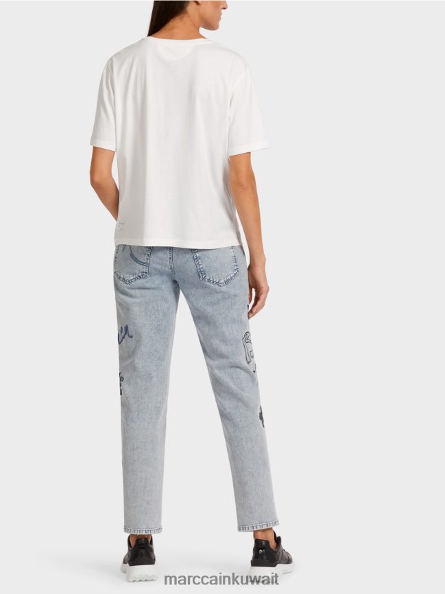 Marc Cain الجزء العلوي من القطن الناعم LVN0D61439 ملابس أبيض مصفر