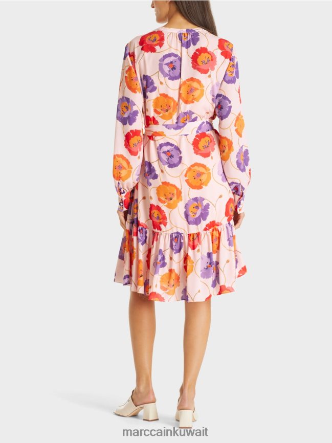 Marc Cain فستان زهري مع خطوة انتفض LVN0D6143 ملابس يوسفي