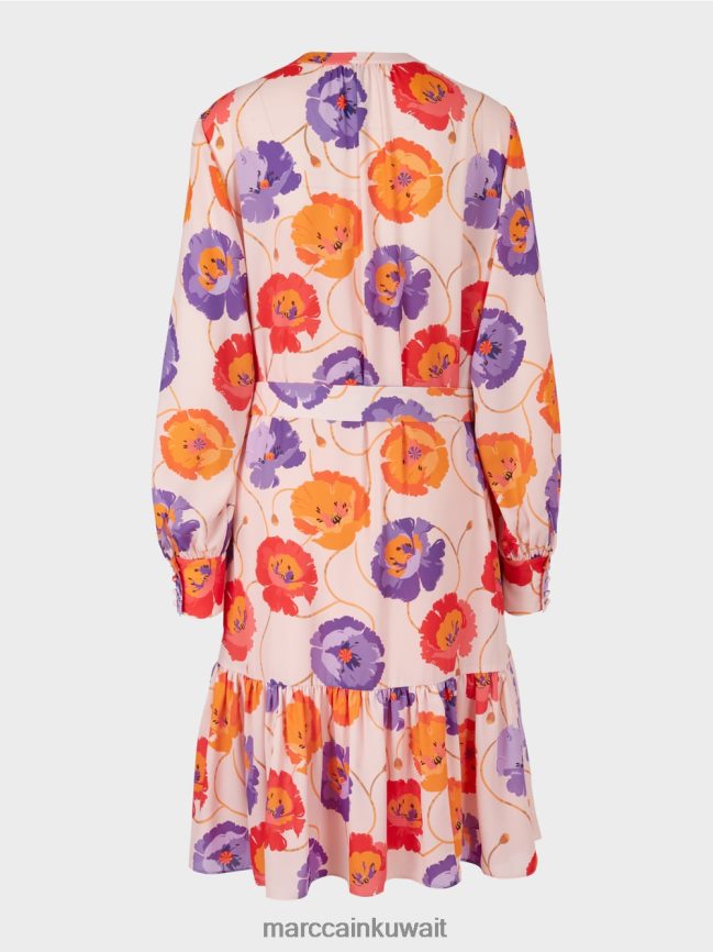 Marc Cain فستان زهري مع خطوة انتفض LVN0D6143 ملابس يوسفي