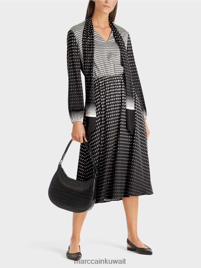 Marc Cain فستان مع مزيج من الأنماط LVN0D6144 ملابس أسود