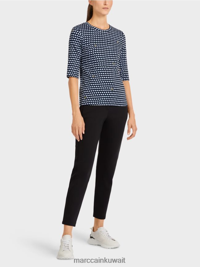 Marc Cain قمة مع نمط نقطة البولكا LVN0D61443 ملابس أسود