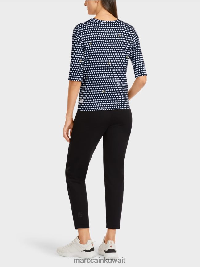 Marc Cain قمة مع نمط نقطة البولكا LVN0D61443 ملابس أسود