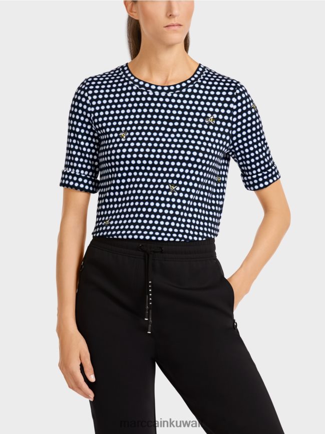 Marc Cain قمة مع نمط نقطة البولكا LVN0D61443 ملابس أسود