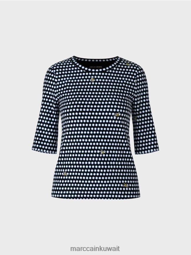 Marc Cain قمة مع نمط نقطة البولكا LVN0D61443 ملابس أسود