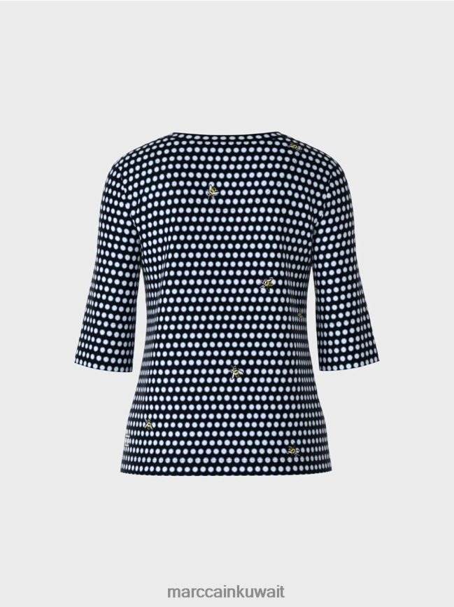 Marc Cain قمة مع نمط نقطة البولكا LVN0D61443 ملابس أسود