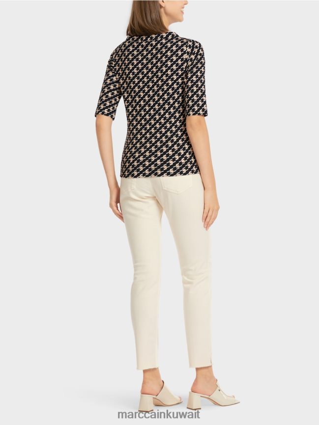 Marc Cain تي شيرت مع منقوشة الراعي LVN0D61444 ملابس أسود