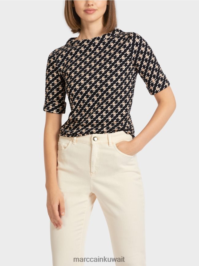 Marc Cain تي شيرت مع منقوشة الراعي LVN0D61444 ملابس أسود