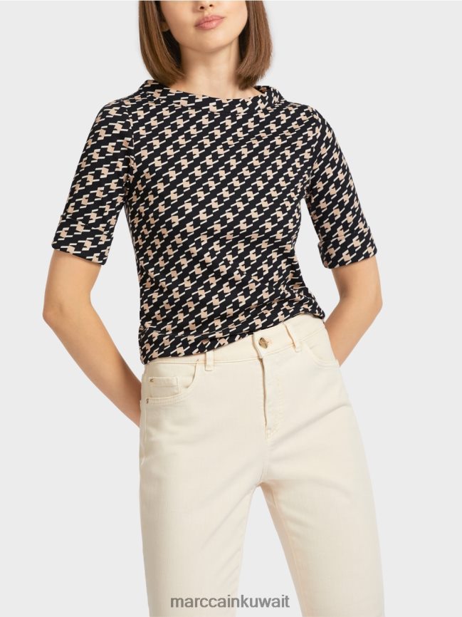 Marc Cain تي شيرت مع منقوشة الراعي LVN0D61444 ملابس أسود