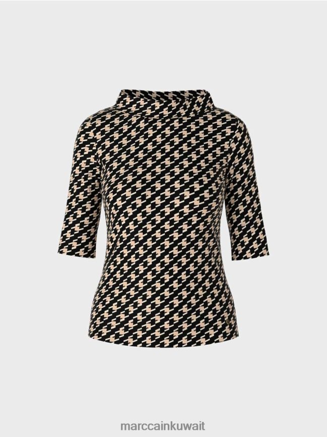 Marc Cain تي شيرت مع منقوشة الراعي LVN0D61444 ملابس أسود