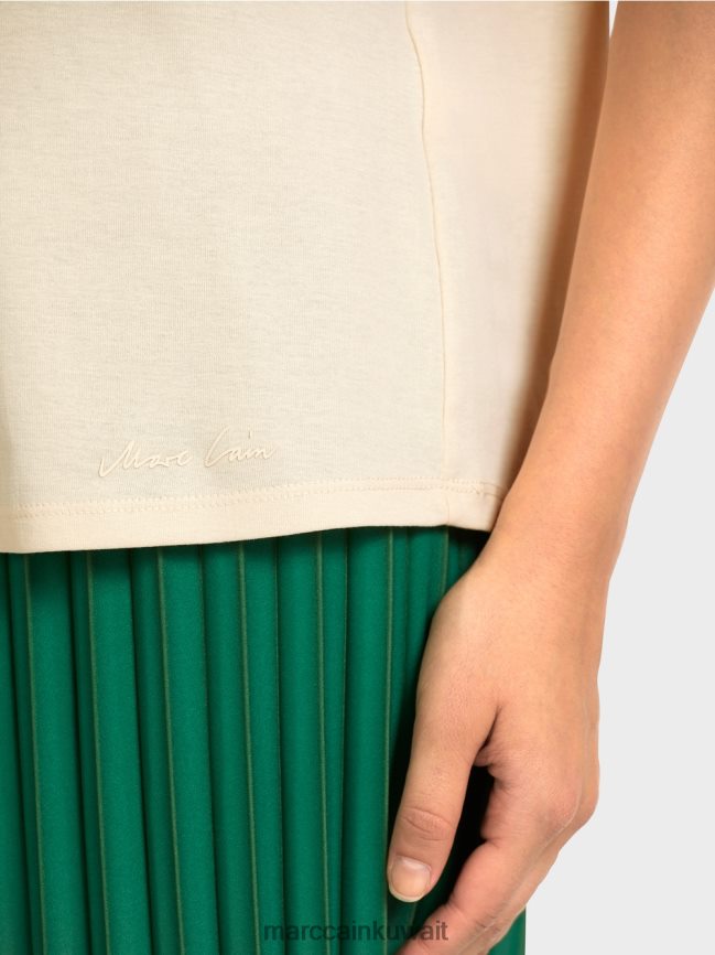 Marc Cain تي شيرت بأكمام كاب LVN0D61446 ملابس كريمة