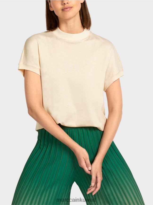 Marc Cain تي شيرت بأكمام كاب LVN0D61446 ملابس كريمة