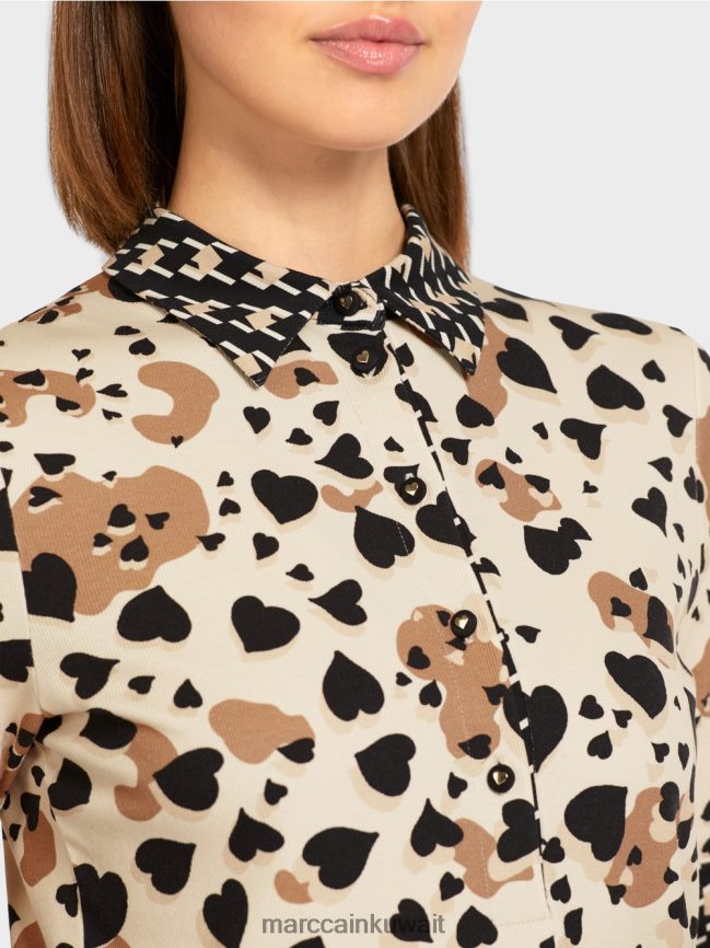 Marc Cain قميص بولو مطبوع LVN0D61449 ملابس كريمة