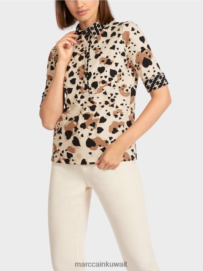 Marc Cain قميص بولو مطبوع LVN0D61449 ملابس كريمة