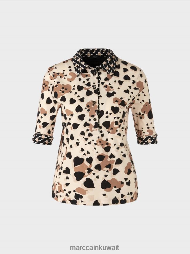 Marc Cain قميص بولو مطبوع LVN0D61449 ملابس كريمة