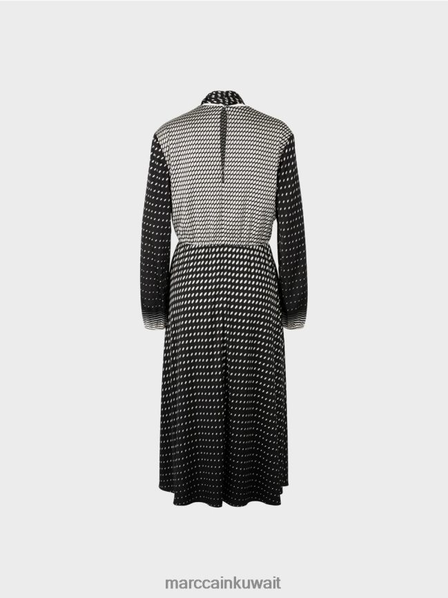 Marc Cain فستان مع مزيج من الأنماط LVN0D6144 ملابس أسود