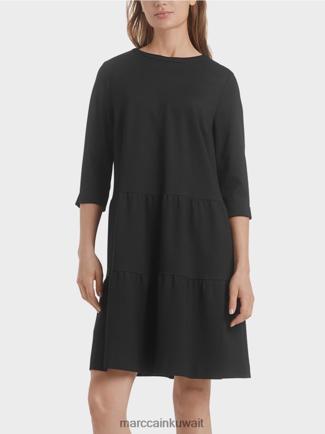 Marc Cain فستان جيرسي مع كشكشات متدرجة LVN0D6145 ملابس أسود